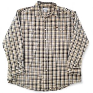 Carhartt Men’s XL Plaid Button-Up Shirt Long Sleeve 100% Cotton Western Workwear